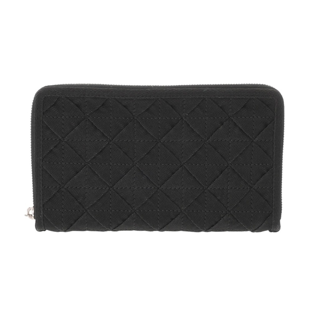 BOTTEGA VENETA Black Nylon Zip Around Long Wallet